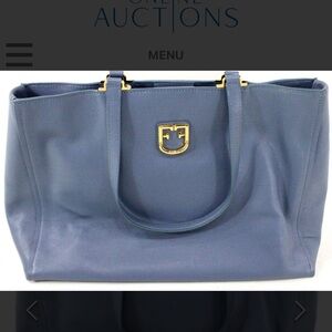 Furla Gray Leather Belvedere Pocetbook  with Pink Logo